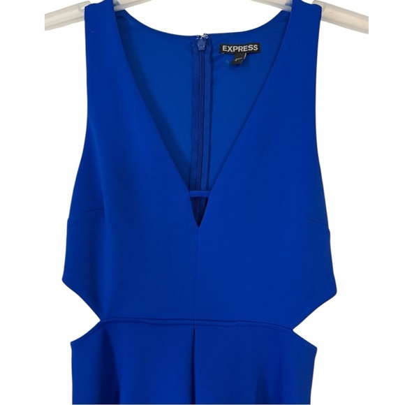🌹Express Blue Fit and Flare Sleeveless Cutout Sides Dress - Picture 4 of 10